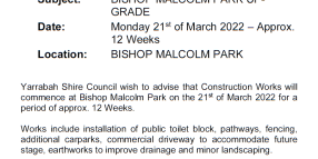 Public Notice – Bishop Malcolm Park Upgrade