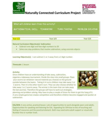 Naturally Connected Curriculum - Outdoor maths