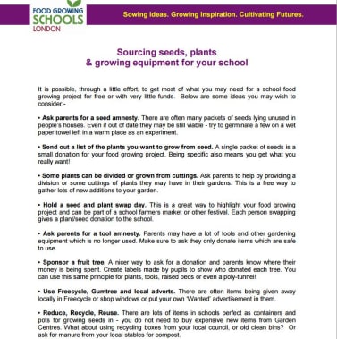 Sourcing seeds, plants and growing equipment for your school