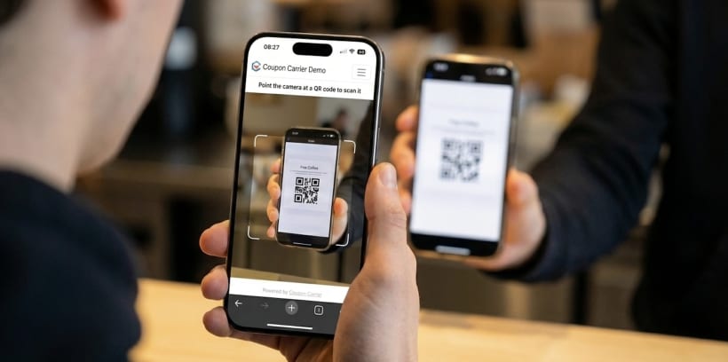 QR code scanner setup in Coupon Carrier for staff redemption