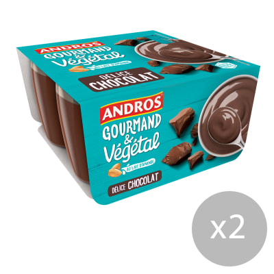 Achat / Vente Andros Liégeois Pomme Banane sur lit de Chocolat, 4x100g