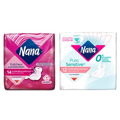 Nana – Serviettes Ultra et Pure Sensitive 0,30 € DE RÉDUCTION