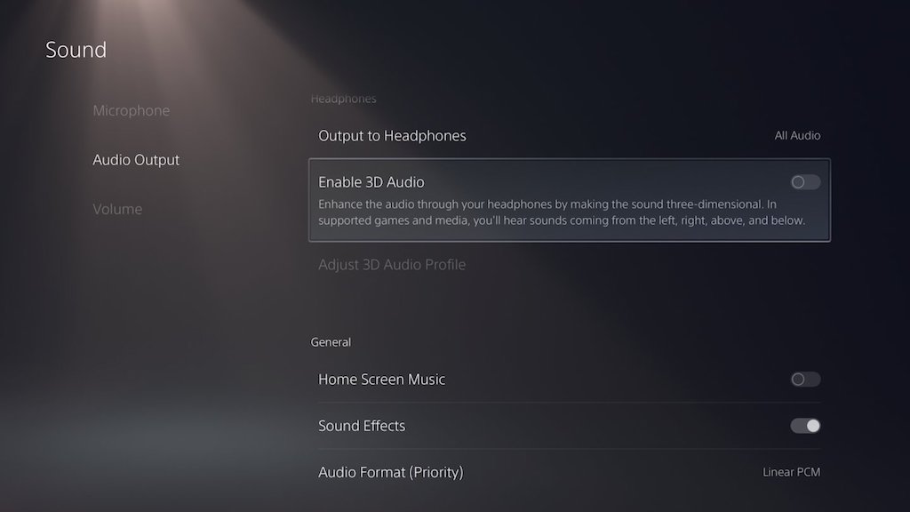 PS5 Audiomenü @SIE