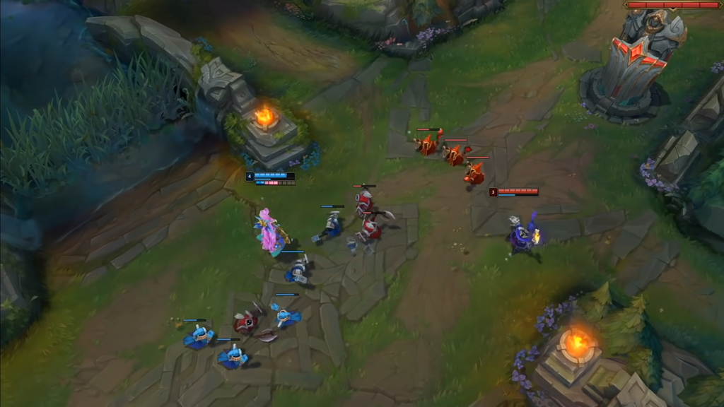 Bei League of Legends steuern fünf Spieler pro Team je eine Heldenfigur.