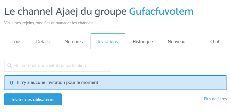 Capture d'écran des invitations du channel