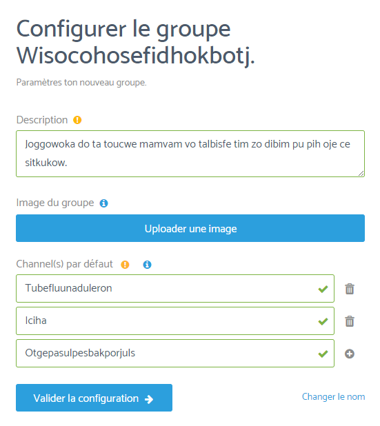 Capture d'écran de la deuxième étape de création d'un groupe