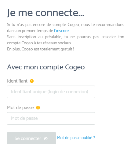 Capture d'écran de la connexion