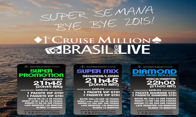 BYE BYE 2015! TEM 3 SUPER SATÉLITES CRUISE MILLION PARA VOCÊ FECHAR O ANO COM CABINE GARANTIDA NO NAVIO!