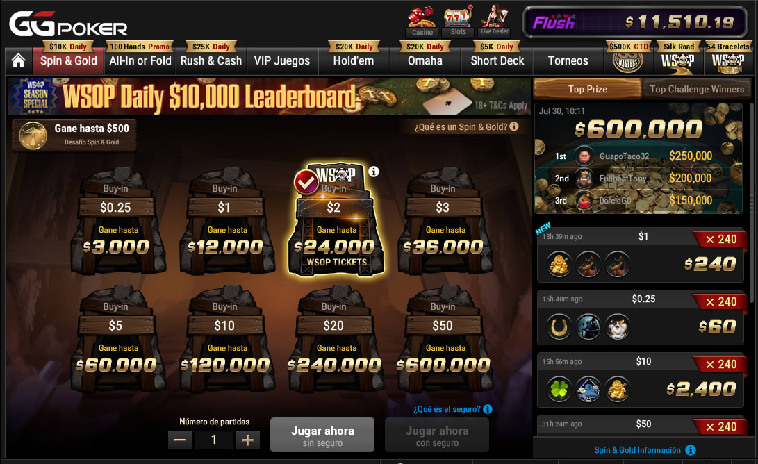 Spin &#038; Gold: juega el WSOP Main Event por 2 dólares