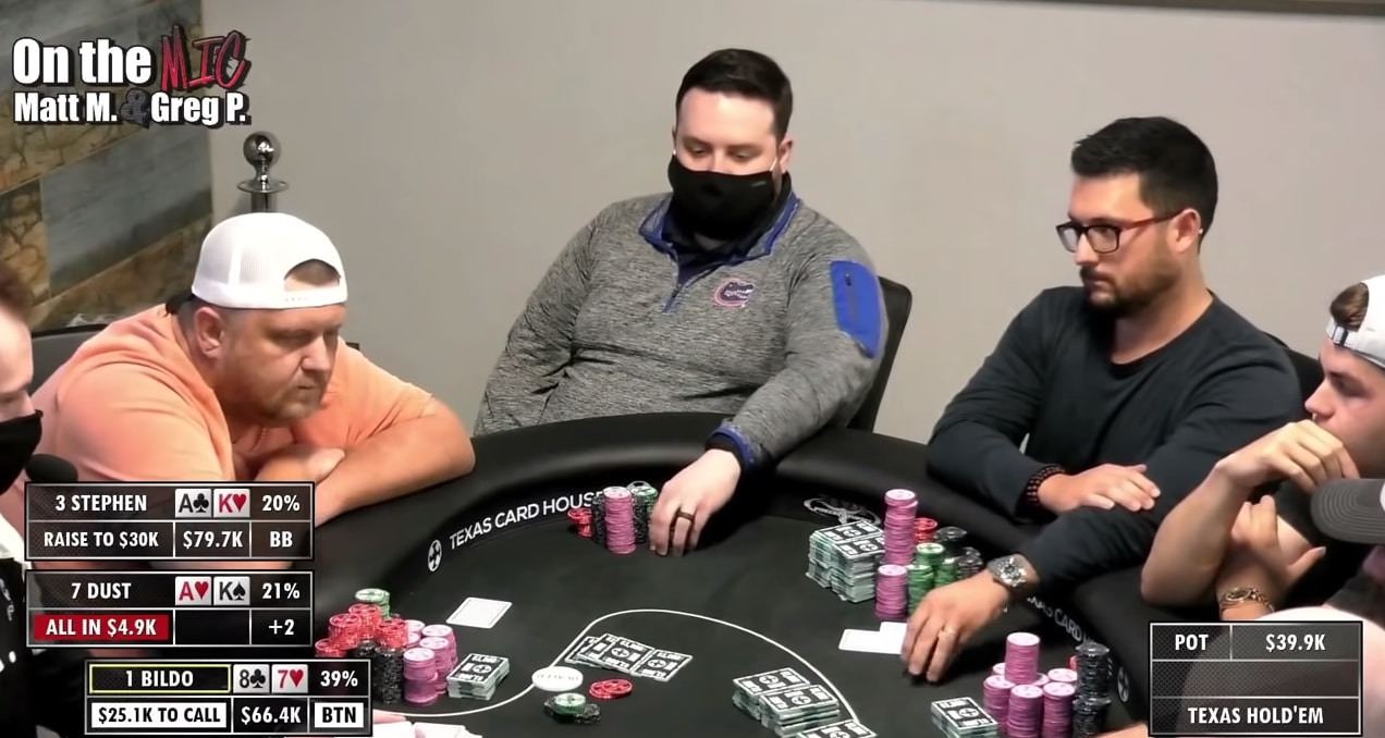 De 1 a 10, ¿qué tan fish es la jugada con 8-7 y call con A-K?