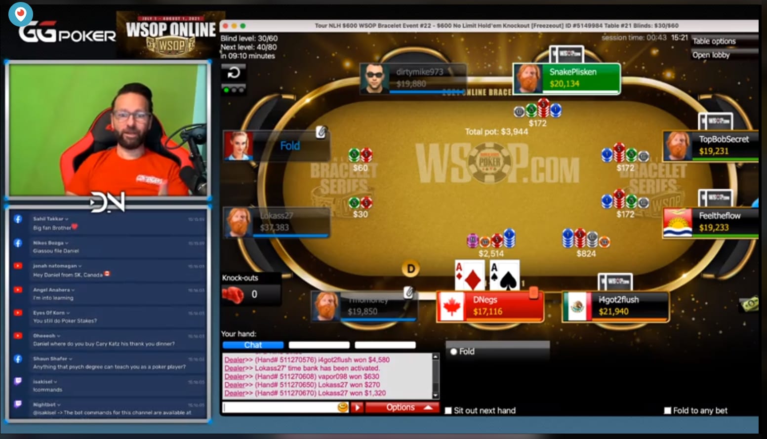 Negreanu transmitirá en vivo su próximo brazalete