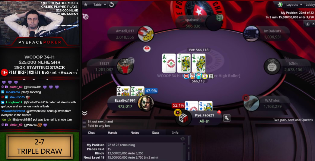 Bad beat asesino: escalera real al river en vivo por Twitch