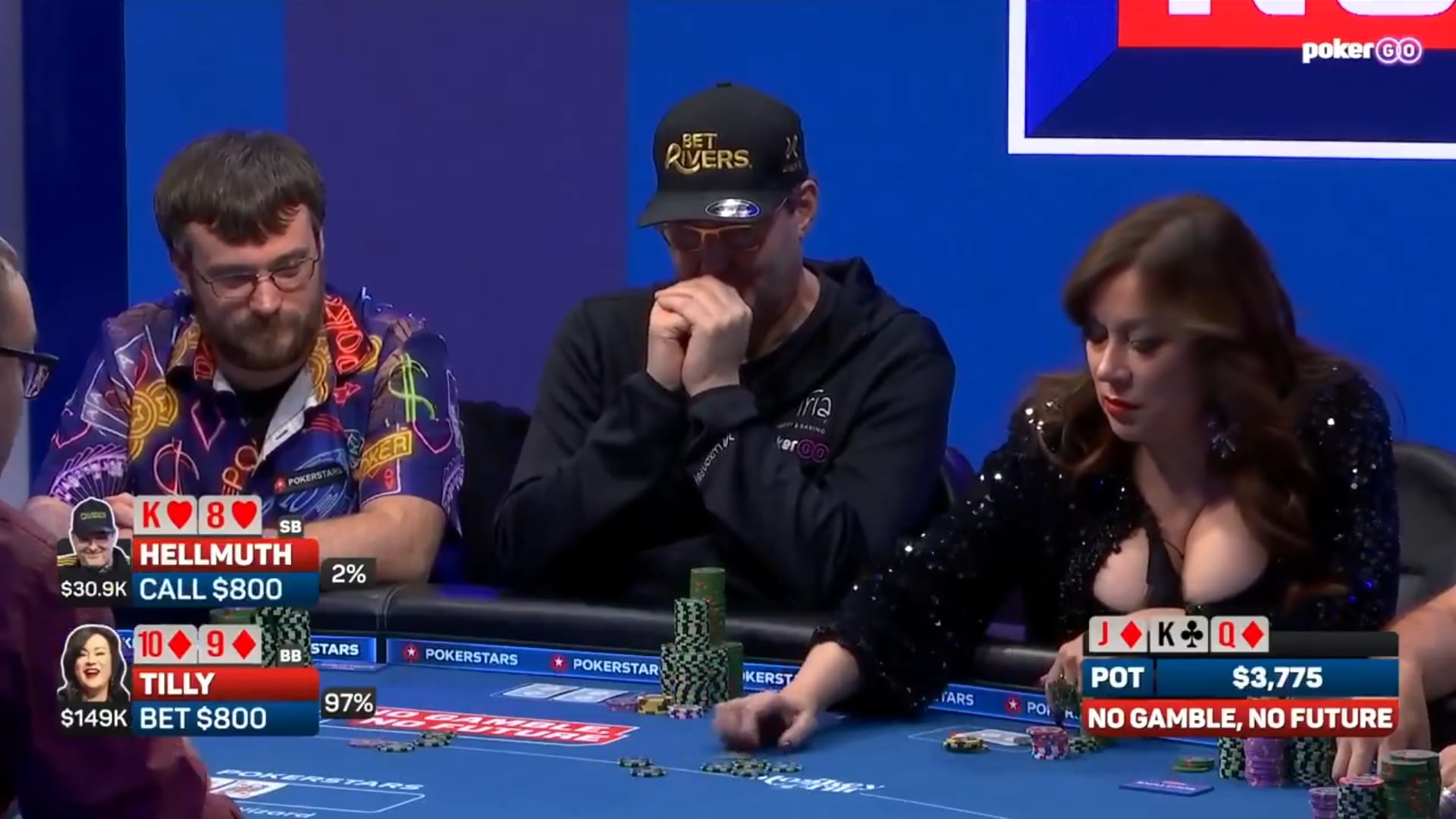 Phil Hellmuth y Jennifer Tilly se divirtieron en No Gamble No Future