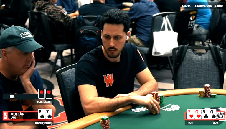 Así juega y piensa Adrían Mateos en la burbuja del Main Event de la WSOP