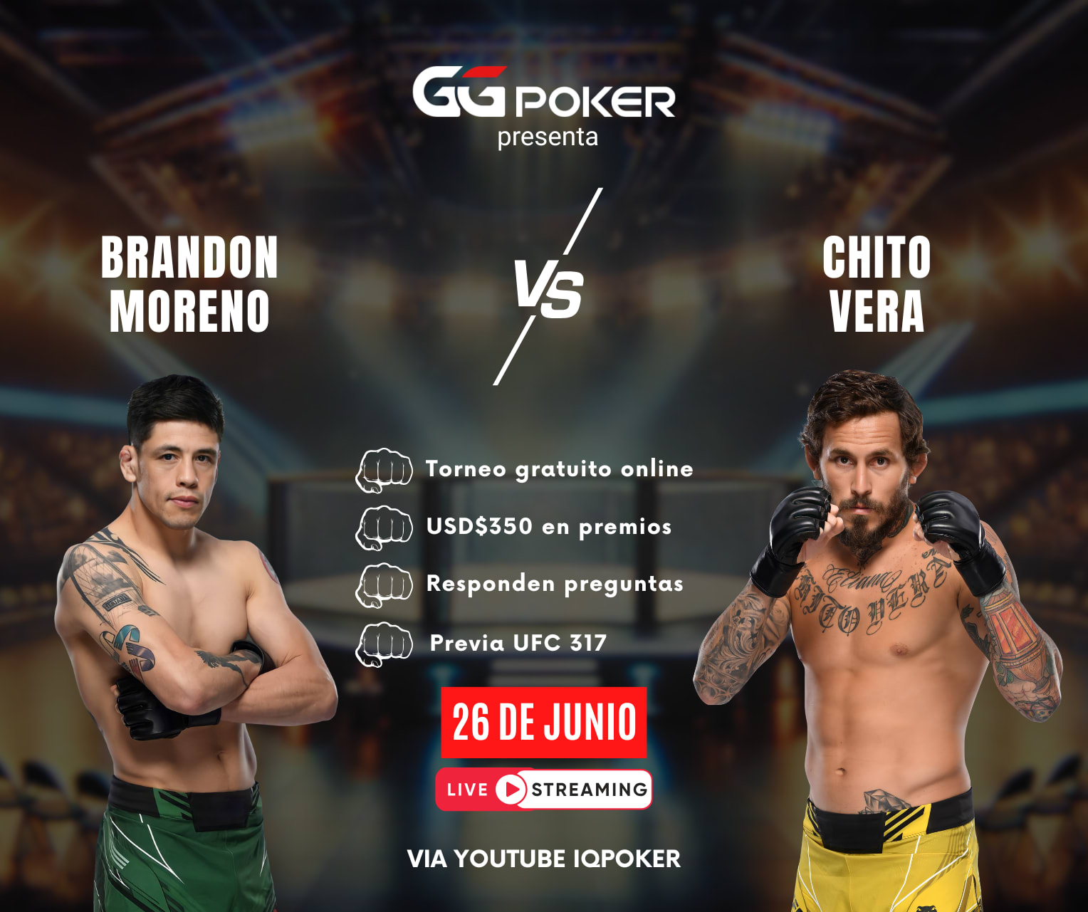 Del octógono a las mesas: los peleadores de UFC llevan la lucha a GGPoker y ¡gratis!