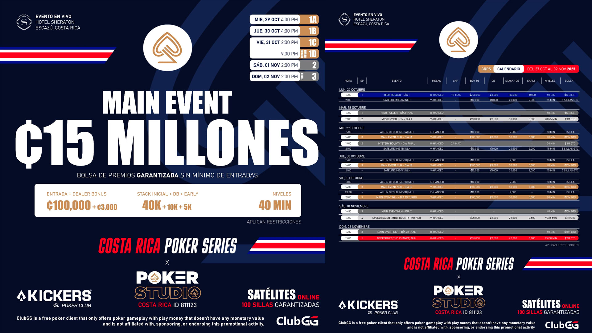 Costa Rica Poker Series Cronograma