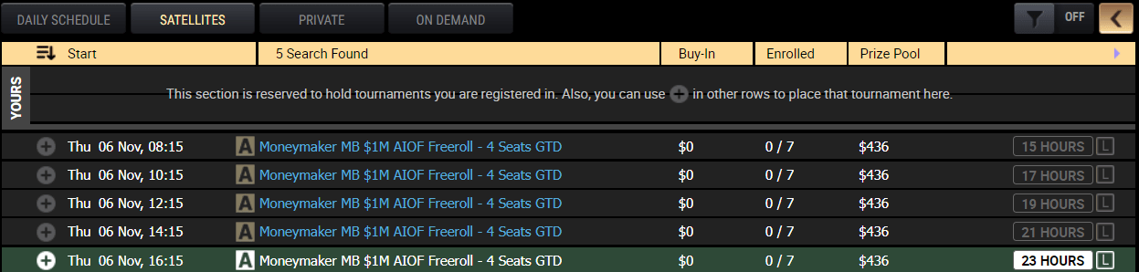 Los Freerolls Comienzan A Las 9:15 A.m Hora Et
