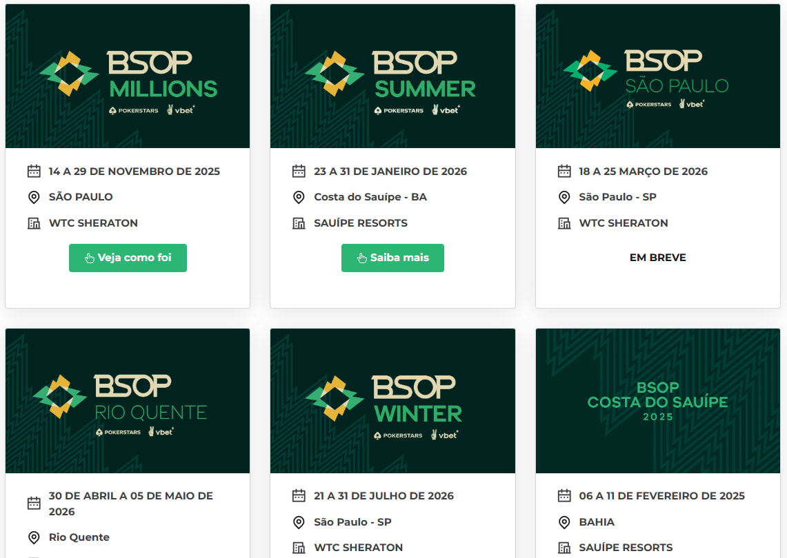 BSOP 2026: lo que viene para el mejor circuito de poker de América Latina