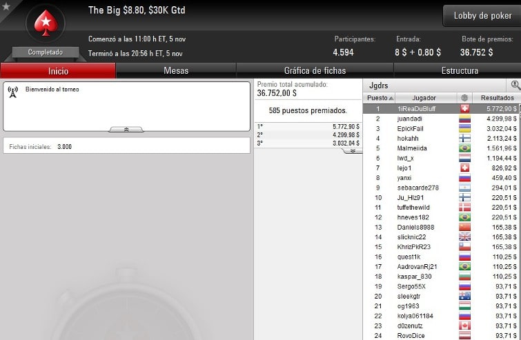 Big $8,80 - Noviembre 4