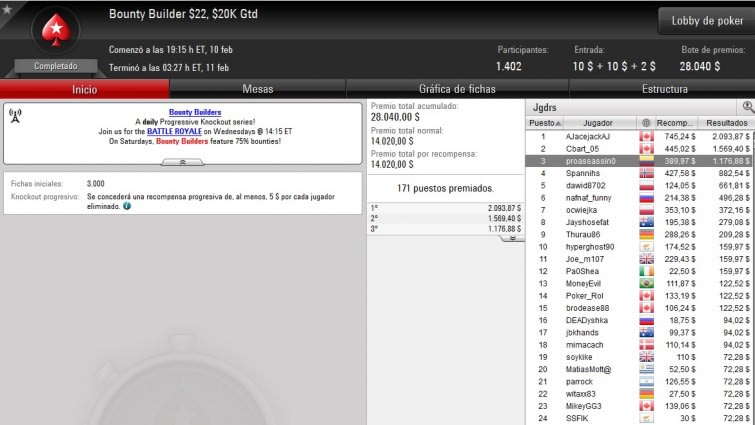 Bounty Builder $22 - Febrero 10