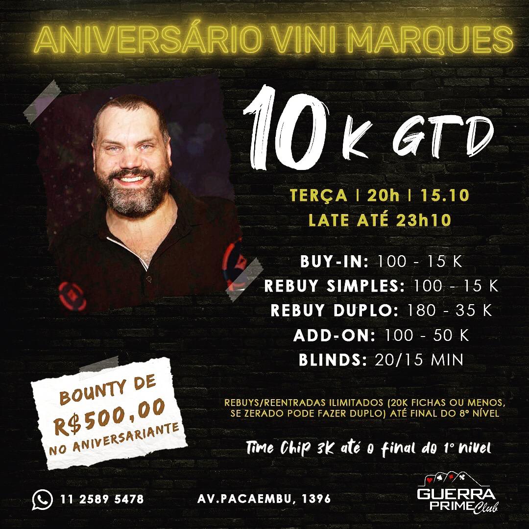 Vini Marques organiza torneio de aniversário em São Paulo