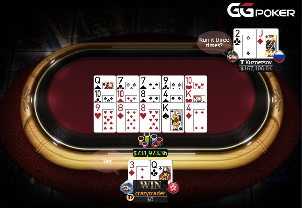 Nuevo récord de all-in ciego: ¡US$731K con J-2 versus Q-3 off!