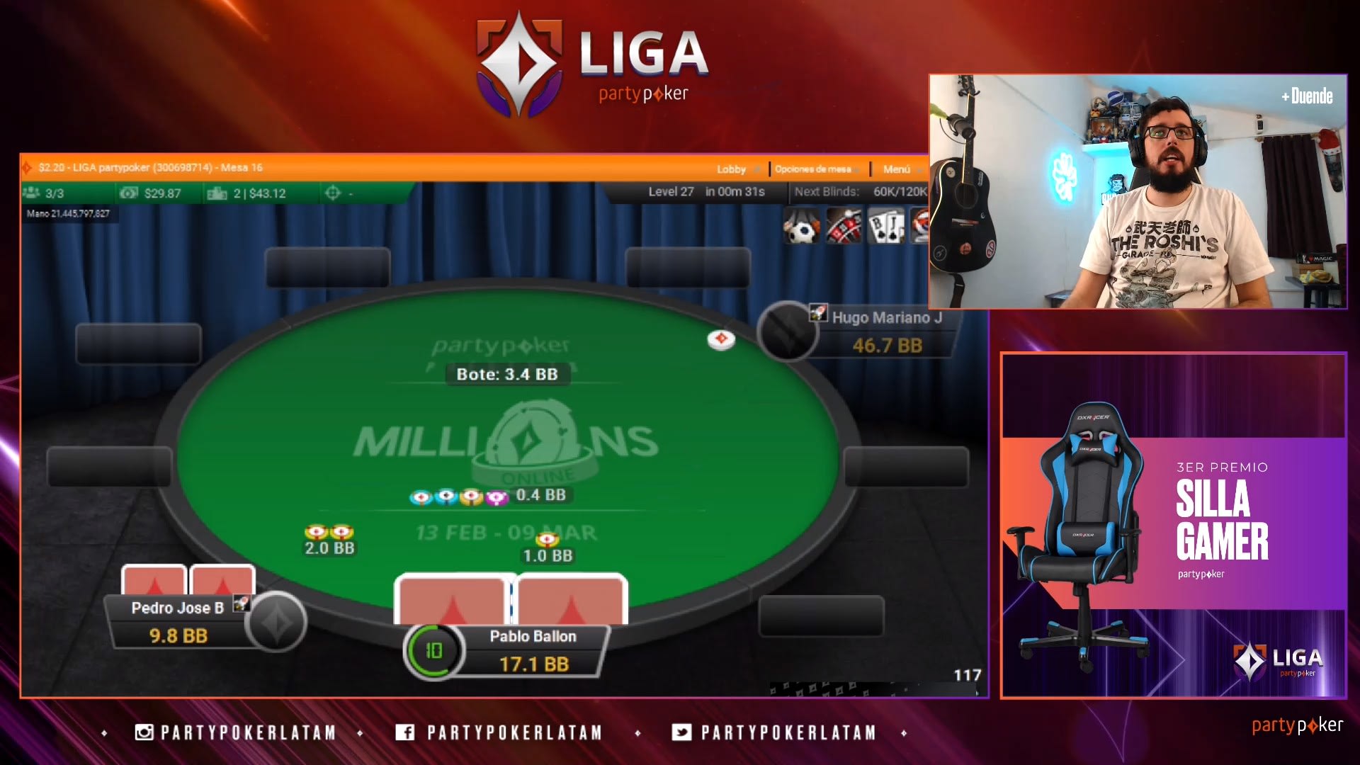 Duende debutó con éxito en la Liga partypoker