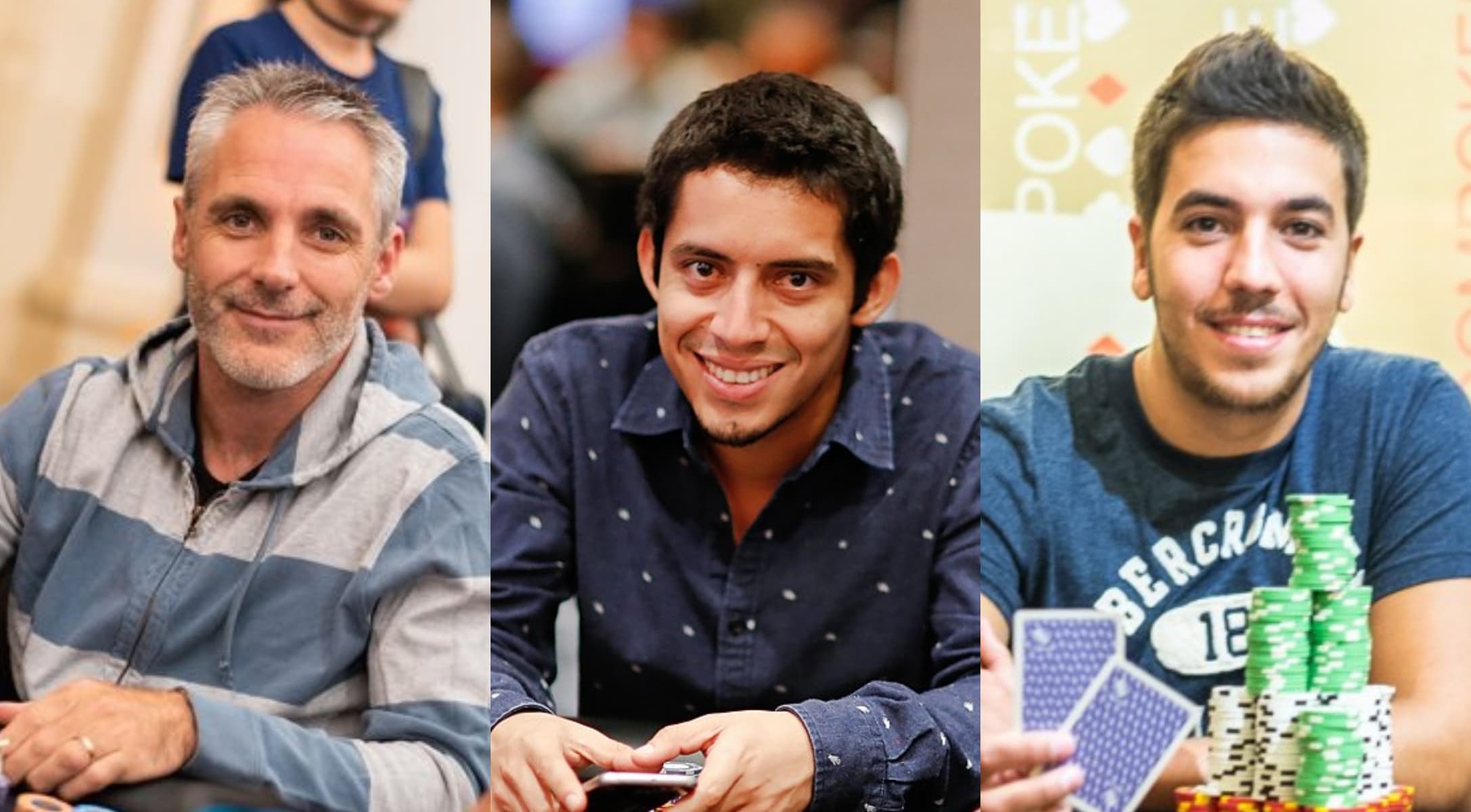 Tres alegres grinders ganan dinero en la mesa virtual