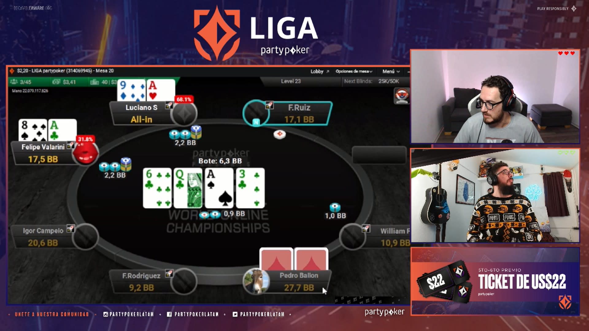 Liga partypoker: ¡a una fecha, arde el ranking del mes!