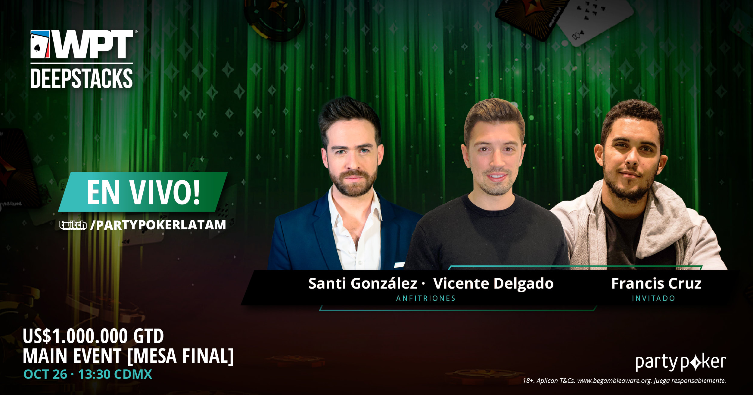 En vivo por Twitch, se define el WPTDeepStacks Main Event