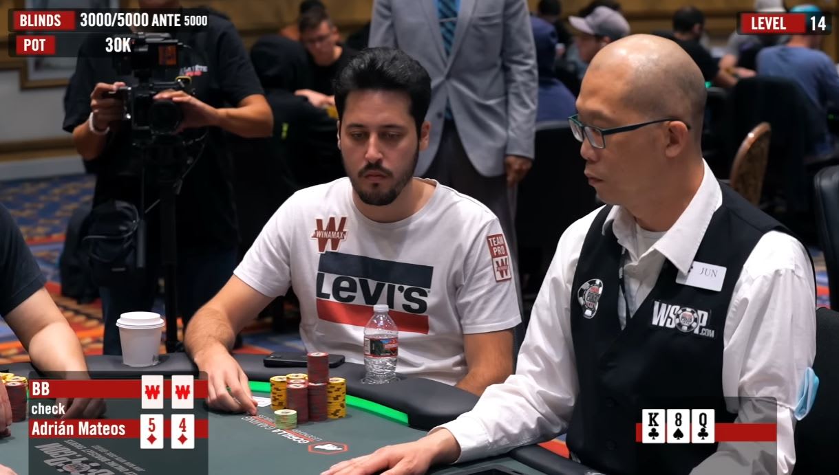 Así piensa Adrián Mateos cerca de la burbuja en la WSOP