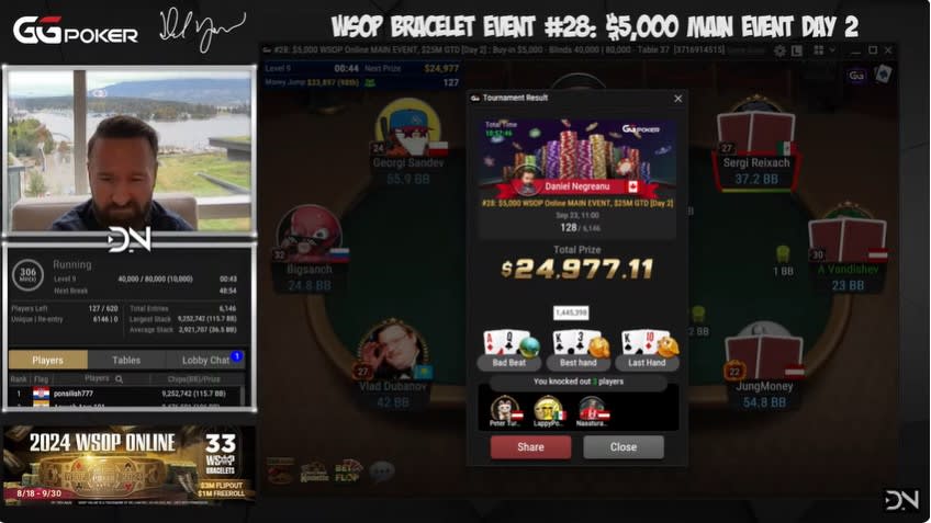 [VIDEO] Negreanu eliminado por ¿Negreanu? en la WSOP Online