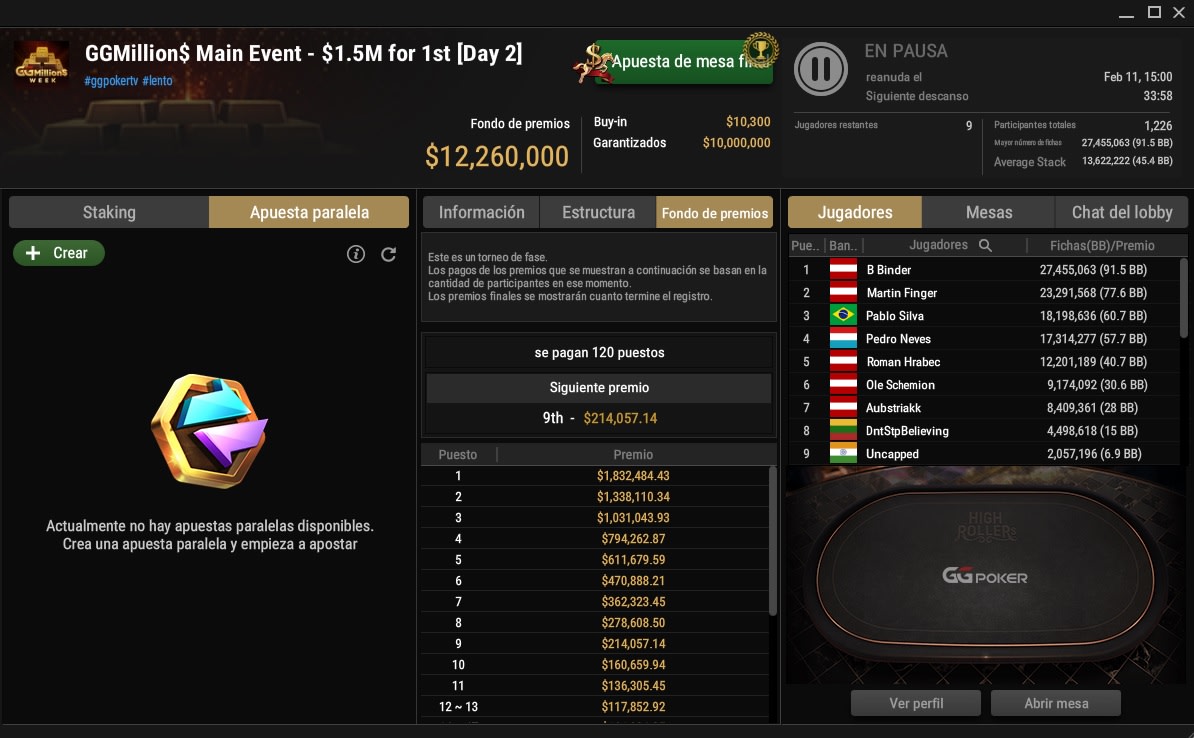 Lobby Ggmillions Main Event