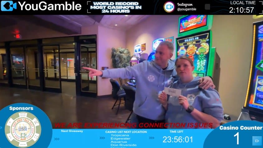 [EN VIVO] Sigue a la pareja que busca el récord de visitas a casinos en 24 hs