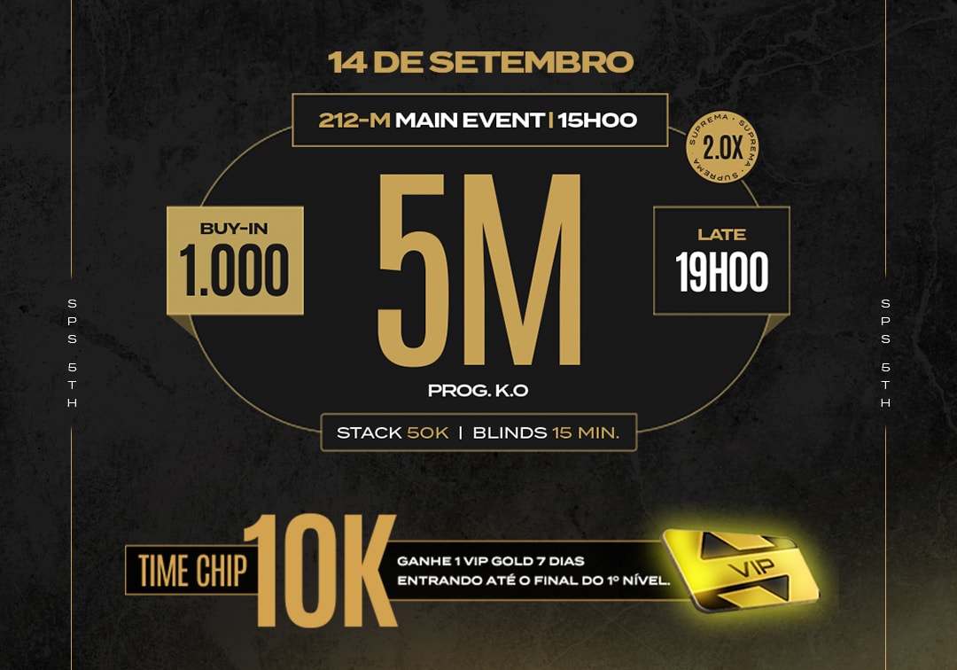 Confira todos os satélites de agosto para o 5M da Suprema Poker Series