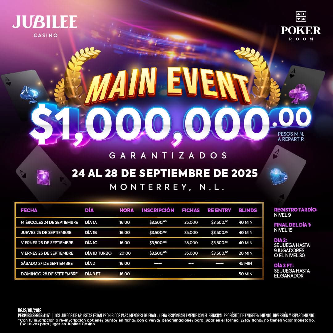 Main Event Jubilee 1M Gtd Sep 2025