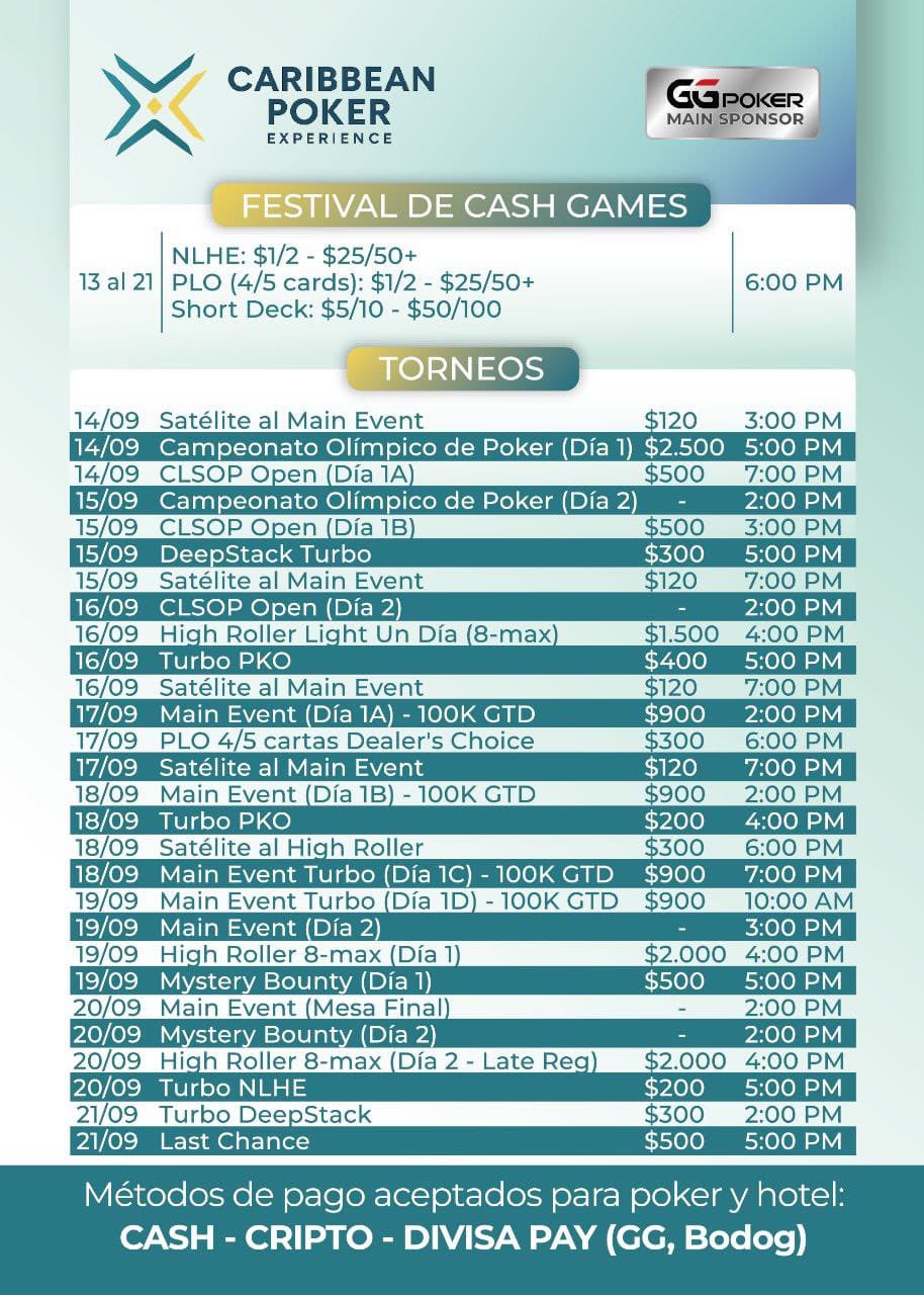 Caribbean Poker Experience Agenda