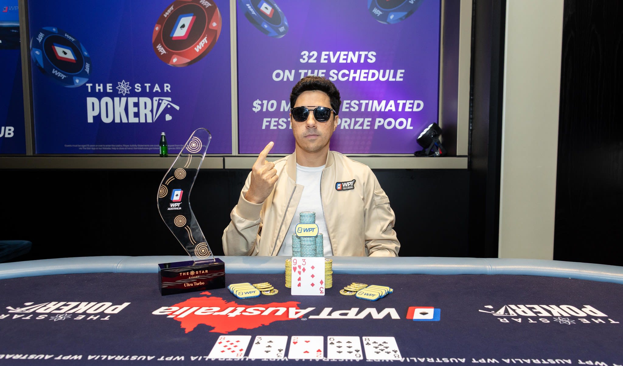 Sergio Barrios consiguió el icónico trofeo búmeran en el WPT Australia