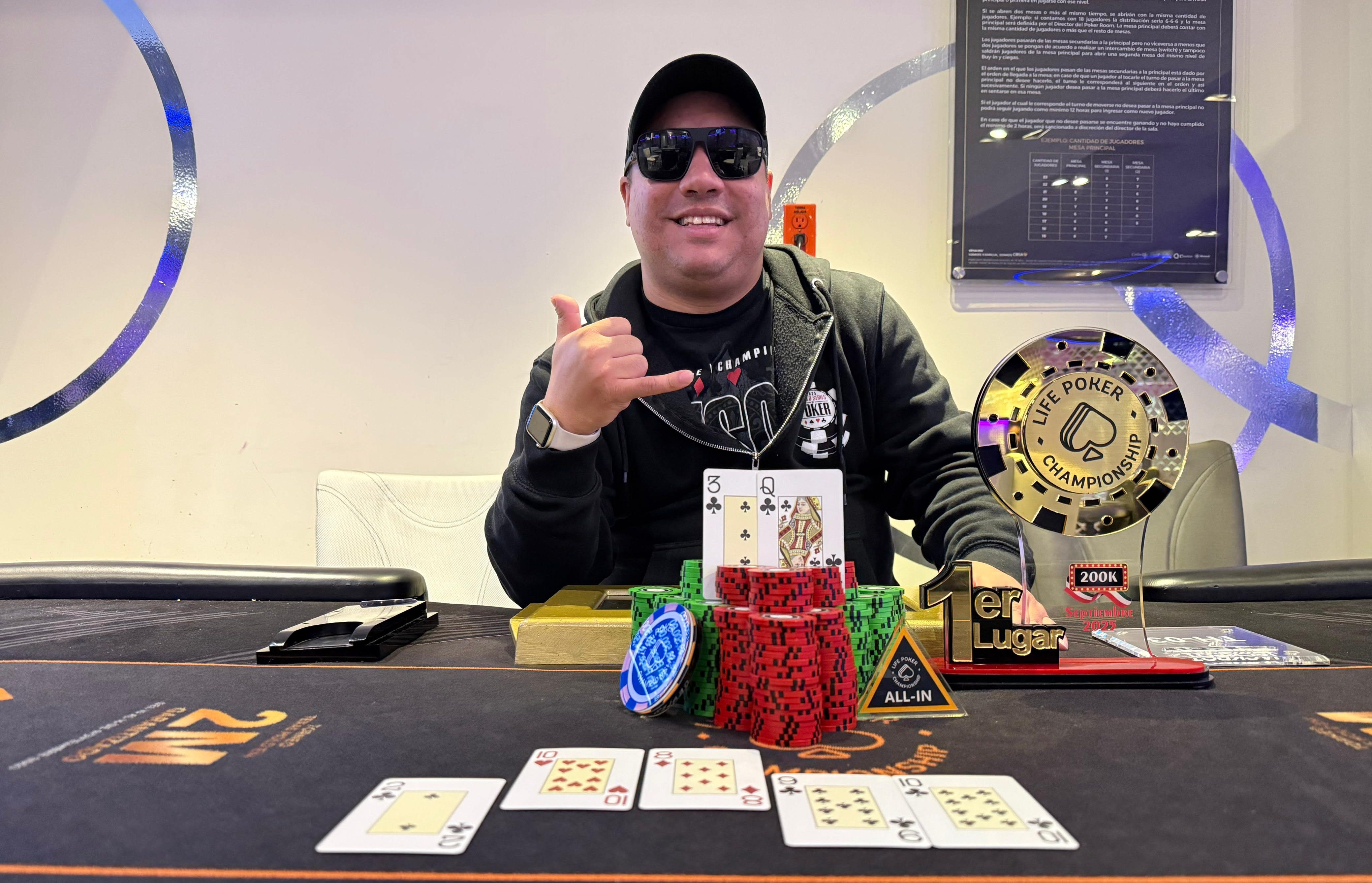 Cheko Aguirre fue campeón en el torneo mensual del Casino Life