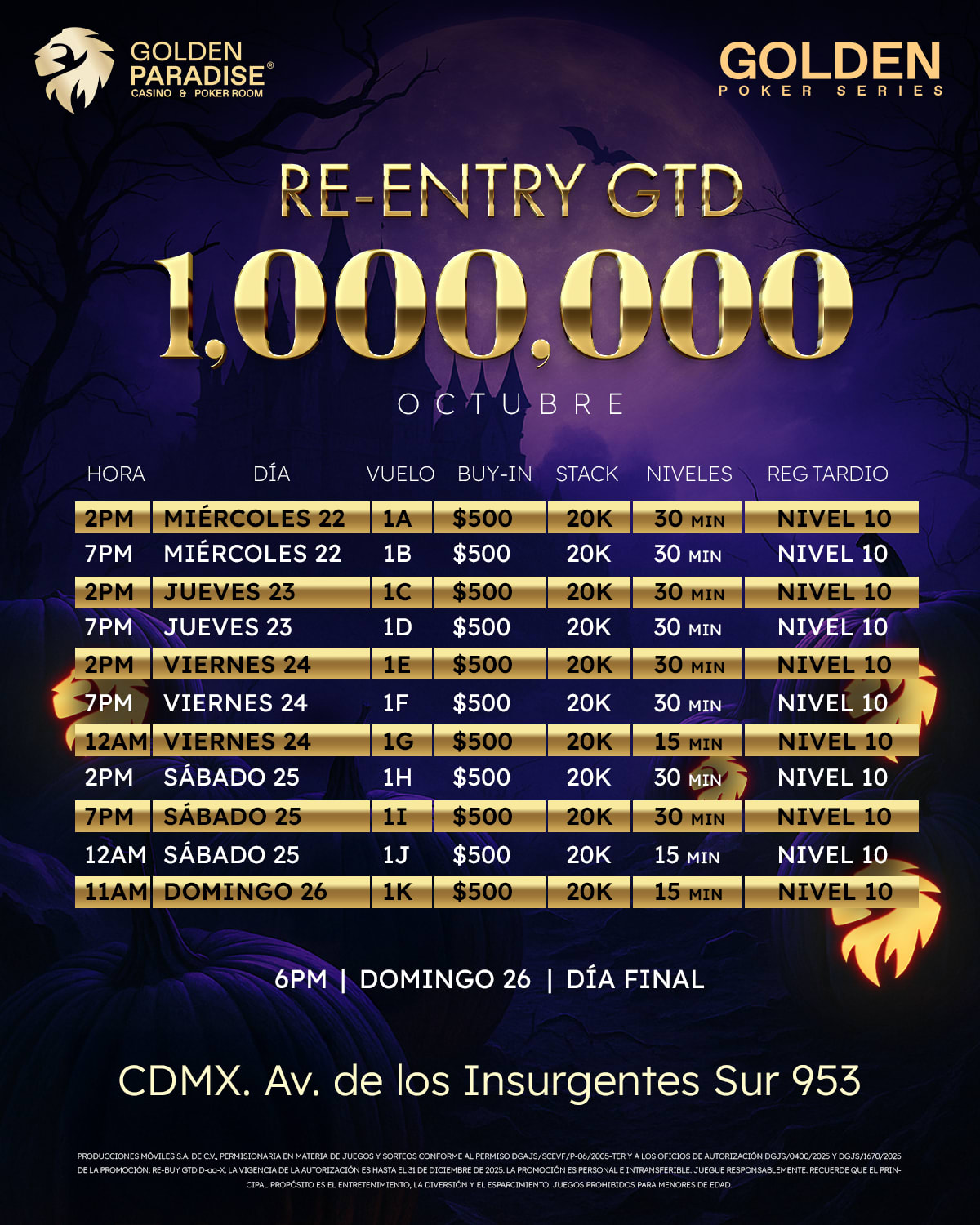 Re Entry 1M Gtd Golden Paradise Oct 2025