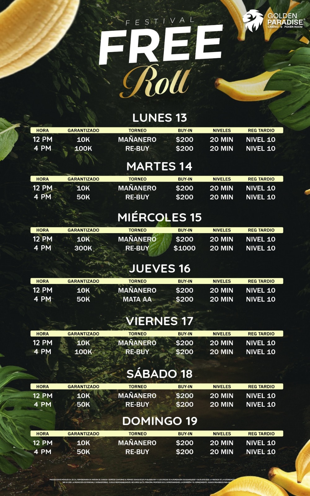 Festival Freeroll Golden Paradise