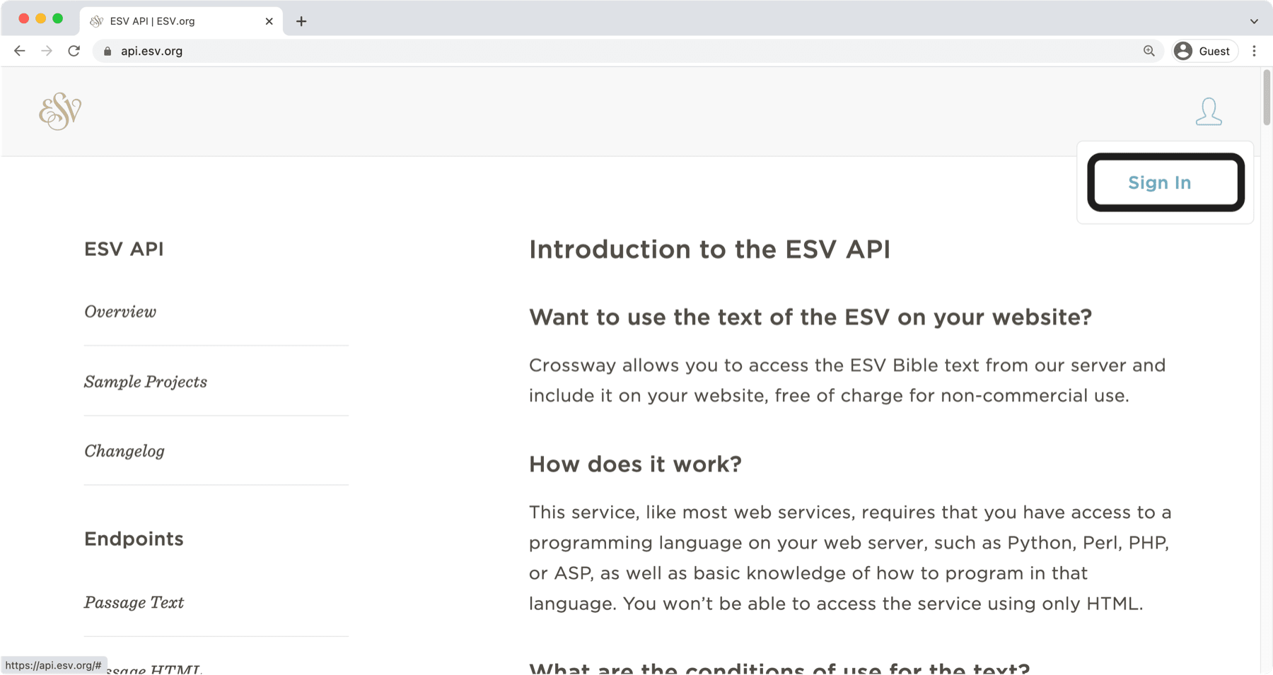 Sign into ESV account