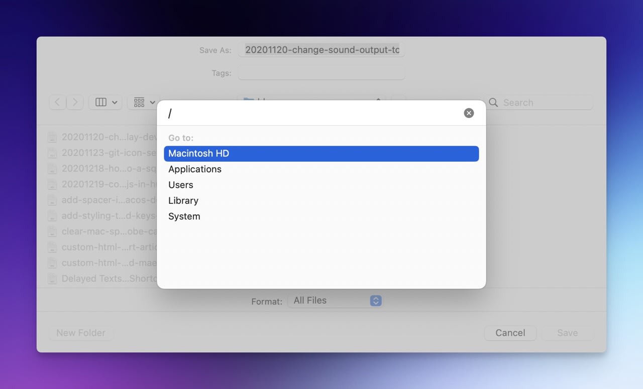 macOS save dialog box