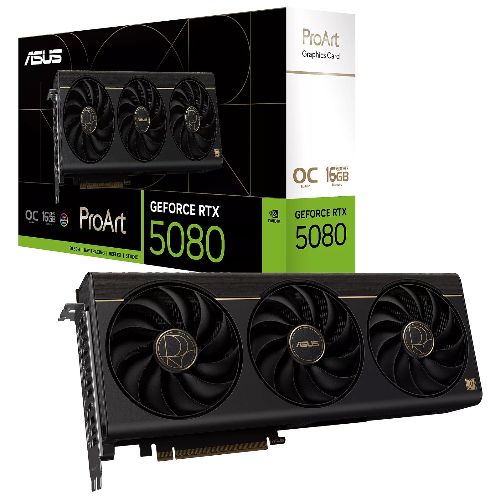 ASUS ProArt 16 Go GDDR7 OC Edition, emballage constructeur et carte graphique