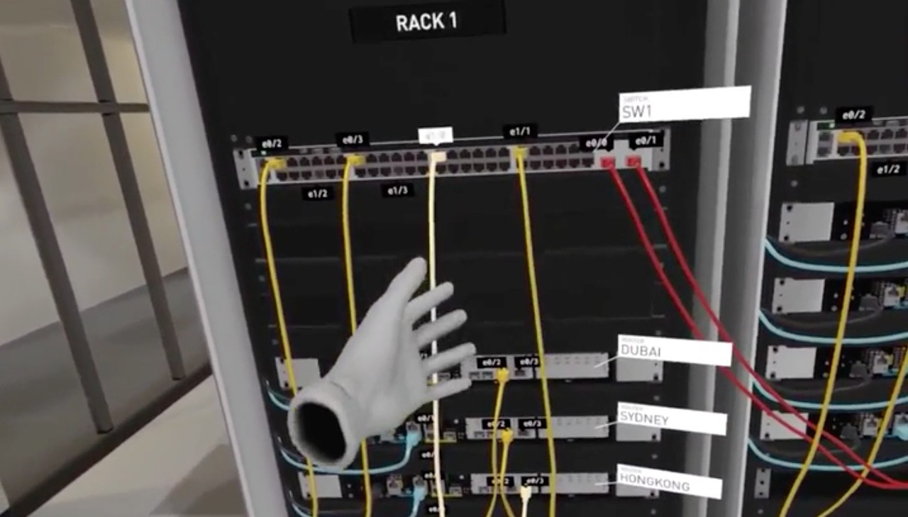 Using Rope Physics to Simulate Cabling a Data Center in VR