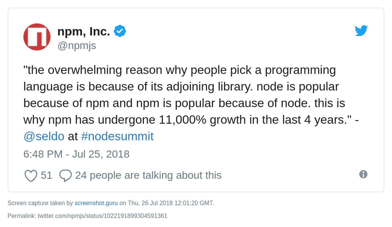 npm, Inc. on Twitter