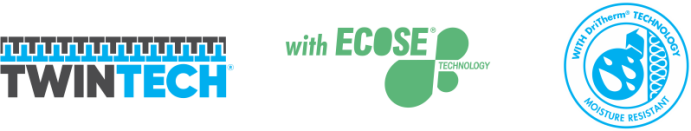 Product feature logos (DriTherm, TwinTech, ECOSE)