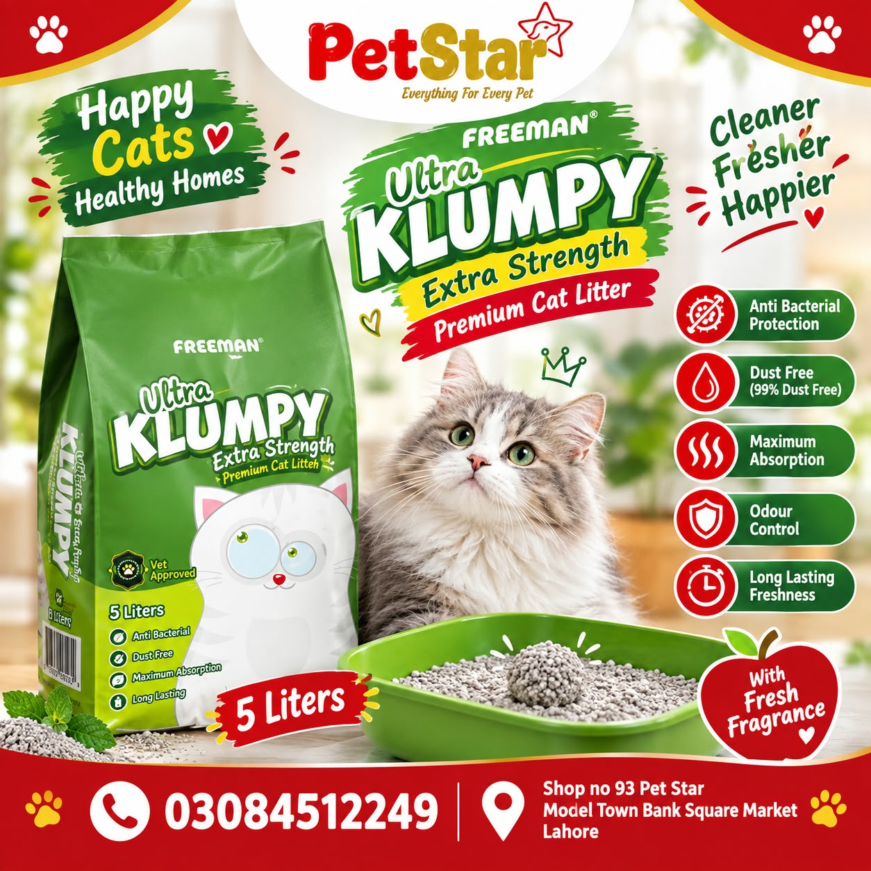 Ultra Klumpy Extra Strength Premium Cat Litter APPLE