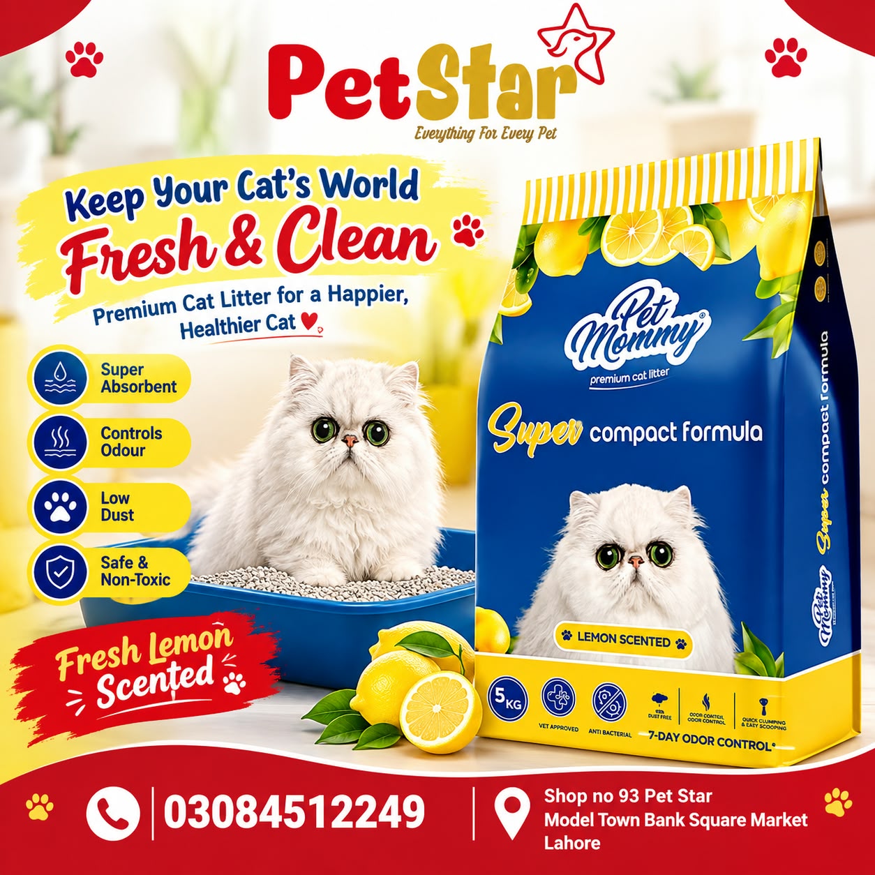Pet Mommy Super Compact Formula Lemon Scented Cat Litter
