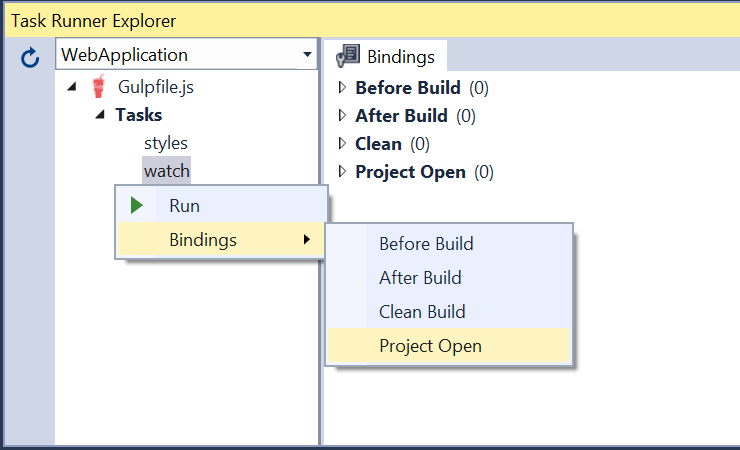 Visual Studio Task Runner Watch